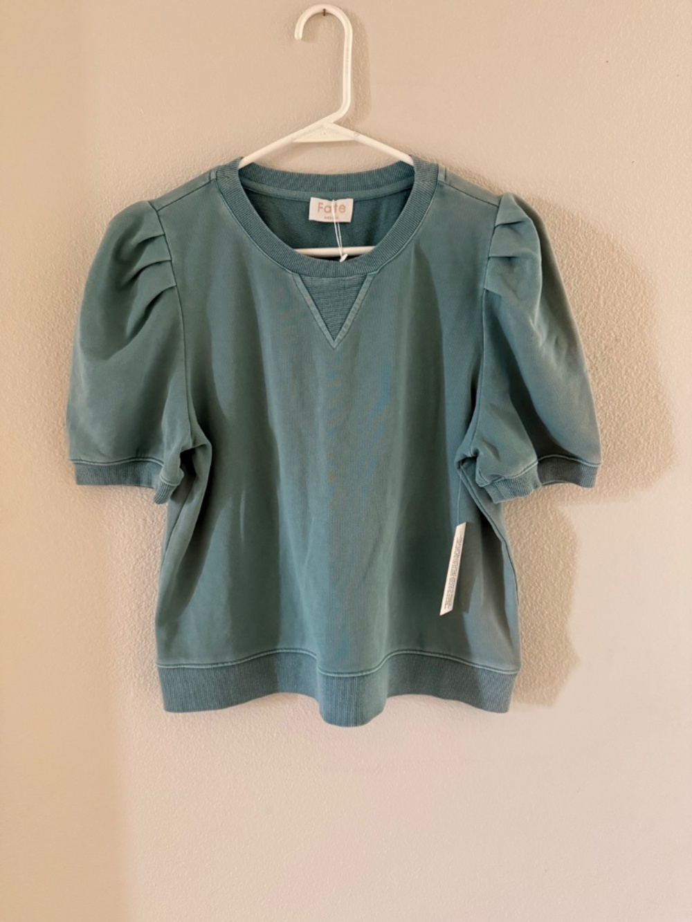 FATE Bubble sleeve top Teal M - Picture 4 of 7